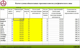 Расчет размера суммы обязательных страховых взносов с помощью калькулятора